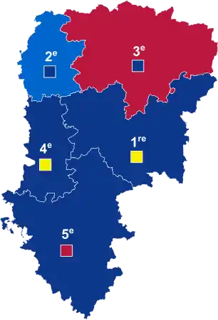 Nuance politique des candidats arrivés en tête dans chaque circonscription au 1er tour dans l'Aisne avec celle des candidats se maintenant au second tour.