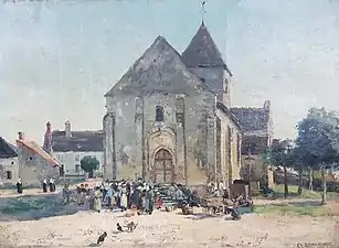 Réunion au pied de l'église (1875), localisation inconnue.