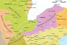 Les provinces romaines des Alpes à la mort d'Auguste.