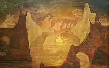 Le Soleil au crépuscule. Motif de chant populaire  (Saulīt vēlu vakarā) - 1916