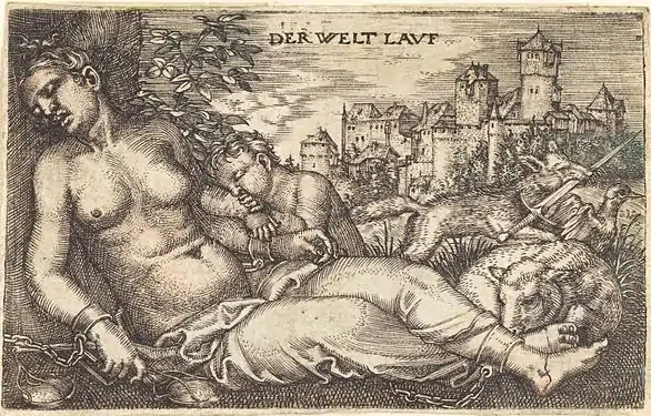 Barthel Beham, Le monde comme il va, 1525, burin, Bartsch 39.