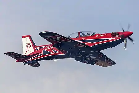 PC-21 de la patrouille acrobatique de la RAAF, les Roulettes, à l'Australian International Airshow en 2019