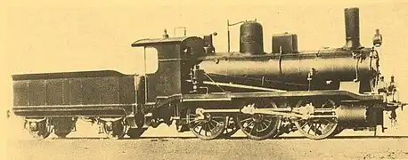 Locomotive 3631 de la  Rete Adriatica. Ces locomotives seront ensuite renumérotées sous la désignation Gruppo 215 (it) par les FS.