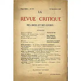 Image illustrative de l’article Revue critique des idées et des livres