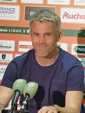 Mickaël Landreau après le match RC Lens / FC Lorient, comptant pour la 34ème journée du championnat de France de Ligue 2 de football 2018-2019, le 23 avril 2019, au Stade Bollaert-Delelis.