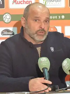 Pascal Duprez après le match RC Lens / SM Caen, comptant pour la vingt-sixième journée du championnat de France de football de Ligue 2 2019/2020, le 22 février 2020, au Stade Bollaert-Delelis.