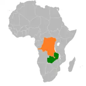 La RDC (en orange) et la Zambie (en vert)
