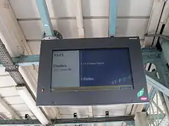 Écran d'affichage d'un prochain train.