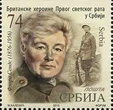 Flora Sandes, infirmière irlandaise devenue sergent dans l'armée serbe (timbre serbe de 2015).