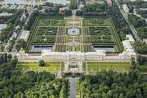 Vue aérienne du palais de Peterhof