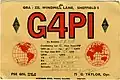 Carte QSL de G4PI, Grande-Bretagne (1947).