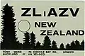 Carte QSL de ZL1AZV, Nouvelle-Zélande (sans date).