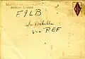 Verso d'un carte QSL de ON4MG avec un timbre de l'UBA, Belgique (1951)