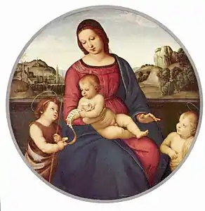 Raphaël (1483-1520), Vierge à l'enfant avec Saint Jean Baptiste.