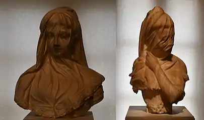 Bustes de femme voilée, Raffaele Monti, marbre, vers 1860.
