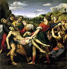 Le Christ mort porté par plusieurs personnes