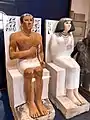 Les statues du prince Rahotep et de son épouse Nofret.