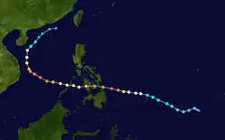 Trajectoire du typhon Rai.