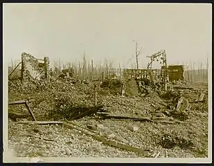 La gare en ruines, lors de la Première Guerre mondiale.