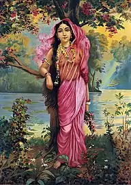 Vasantika, déesse du printemps, par Ravi Varmâ, vers 1910.