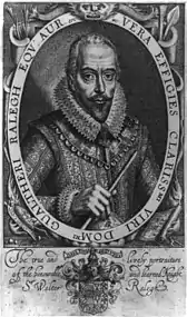 Simon de Passe, Portrait de Sir Walter Raleigh, estampe tirée de son Histoire du monde.