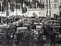 Rallye Monte-Carlo 1938, les concurrents devant le palais princier.