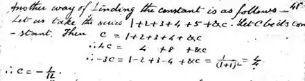 Photographie noir et blanc d'un texte manuscrit, formant une démonstration mathématique.