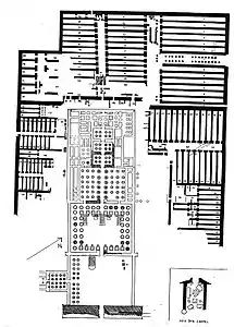 Plan du Ramesséum, établi par James Edward Quibell.