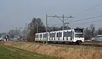 Rame double de métro RET à la station de Nootdorp.