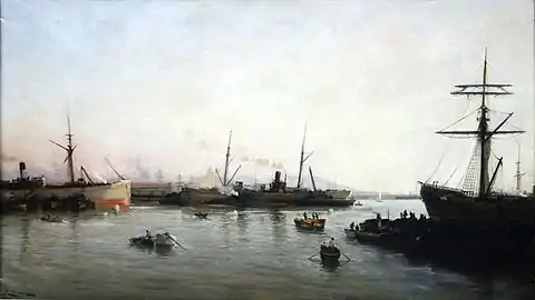 Navires charbonniers dans le bassin national (1890), Marseille, musée de la Marine.