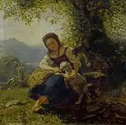 Jeune fille au repos avec une chèvre, avant 1894