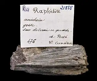 Trémolite Perth Ontario - Billet autographe de Gilbert Adam