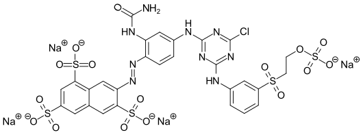 C.I. Reactive Yellow 145. La partie droite du composé est constituée par l'hydrogénosulfate de 2-[(3-aminophényl)sulfonyl]éthyle