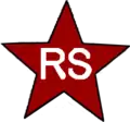 Premier blason sur les maillots du Red Star dans les années 1910 avec le sigle RS écrit en blanc sur une étoile rouge.