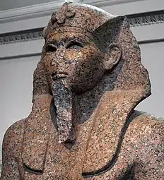Pharaon Sekhemrê-Ouadjkhâou Sobekemsaf Ier, Granit rouge, XVIIe dyn., v. 1630.British Museum.