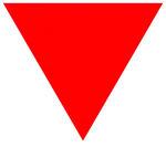 Triangle équilatéral rouge, pointe en bas