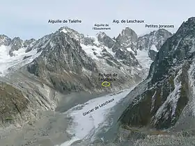 L'aiguille de Talèfre vue depuis les aiguilles de Chamonix à l'ouest.