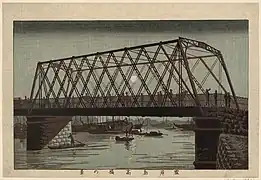Pont métallique dans une Nishiki-e de 1877