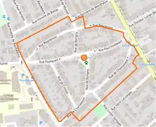 Contour de la Cité-jardin Gauthier sur carte Openstreetmap