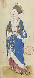 Charlotte de Savoie représentée dans l'Armorial d'Auvergne par Gaignières.