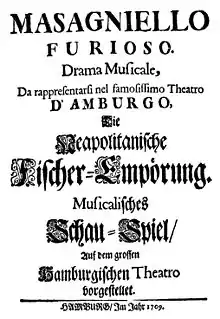 Description de l'image Reinhard Keiser - Masaniello furioso - titlepage of the libretto.jpg.