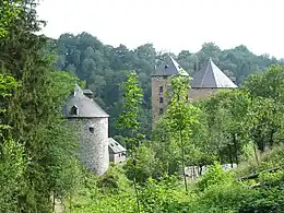 Ensemble formé par le château de Reinhardstein et la vallée de la Warche, à Waimes et Malmédy (+ WAIMES/Robertville, Reinhardstein)
