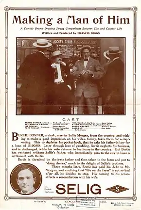Description de l'image Release flier for MAKING A MAN OF HIM, 1911.jpg.