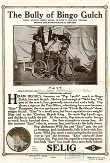 Description de l'image Release flier for THE BULLY OF BINGO GULCH, 1911.jpg.