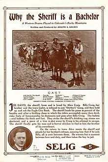 Description de l'image Release flier for WHY THE SHERIFF IS A BACHELOR, 1911.jpg.