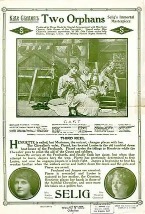 Description de l'image Release flier for third reel of TWO ORPHANS, 1911.jpg.