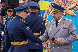 À la cérémonie de remise des diplômes de l'académie militaire aérienne de Voronej, le 29 juin 2019.
