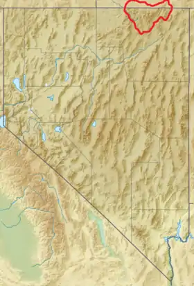 Carte de localisation des monts Jarbidge au Nevada, à cheval sur l'Idaho.