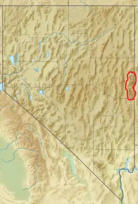 Carte de localisation du chaînon Snake au Nevada.