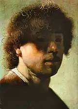 Portrait de jeune homme, anonyme (XVIIe siècle, Gemäldegalerie Alte Meister de Cassel) d'après Autoportrait de jeunesse de c. 1628.